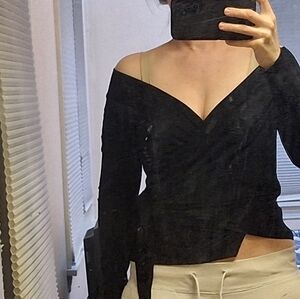 REFORMATION | Black Wrap-a-Round Top